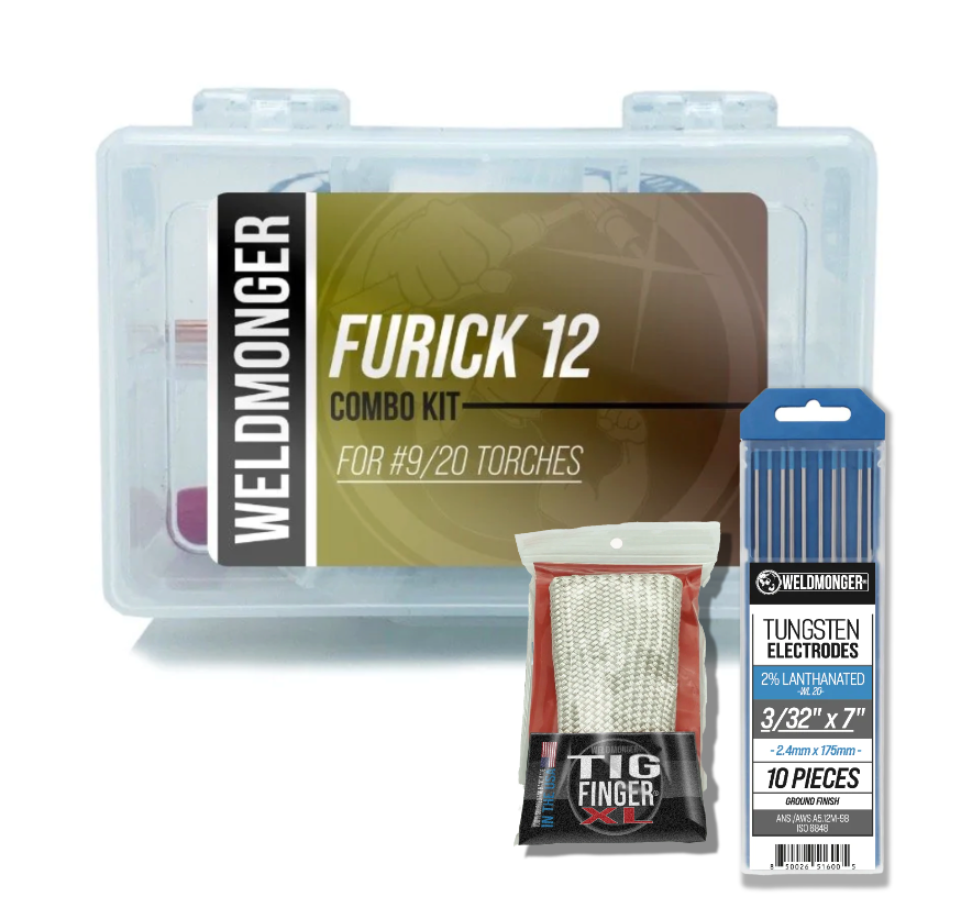 WELDMONGER® Furick #12 Combo Kit, WELDMONGER® 2% Lanthanated Tungsten 10/PK, WELDMONGER® TIG FINGER® XL Bundle
