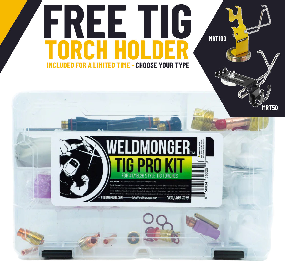 WELDMONGER® TIG PRO KIT FOR 17/18/26 STYLE TORCHES, Stronghand Ready Rest Included For A Limited Time