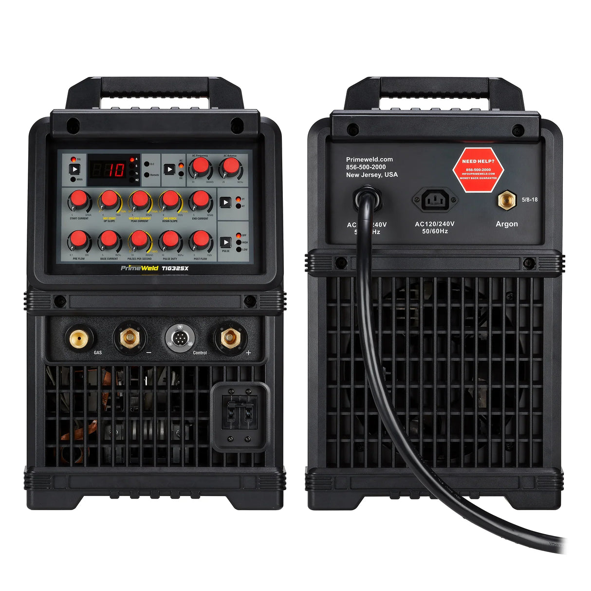 PrimeWeld TIG325X Complete Package - AC/DC TIG Welder With Foot Pedal, Maxcool 3000 Water Cooler, Water Cooled CK #20 Style Torch W/25ft Superflex, Water Cooled Dinse Connector