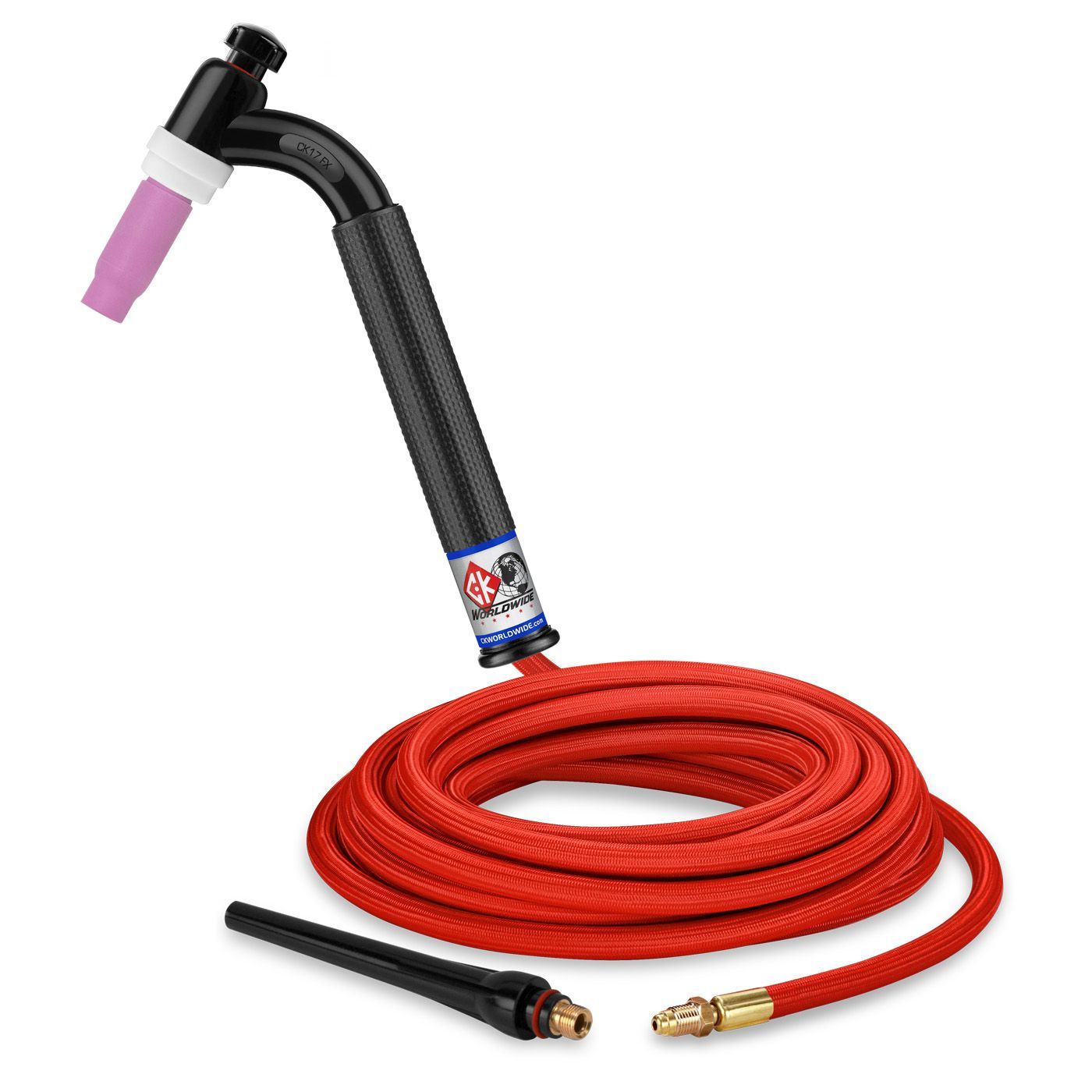 * CK Worldwide | TIG Torch #17 - 3 Series Flex Head (Gas Cooled) (CK17-25RSF-M16F) W/ 25ft. Super Flex Cable + M16 Fitting