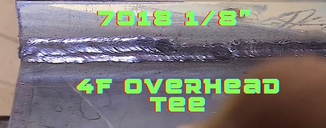 overhead 7018 video 4f tee joint stick welding