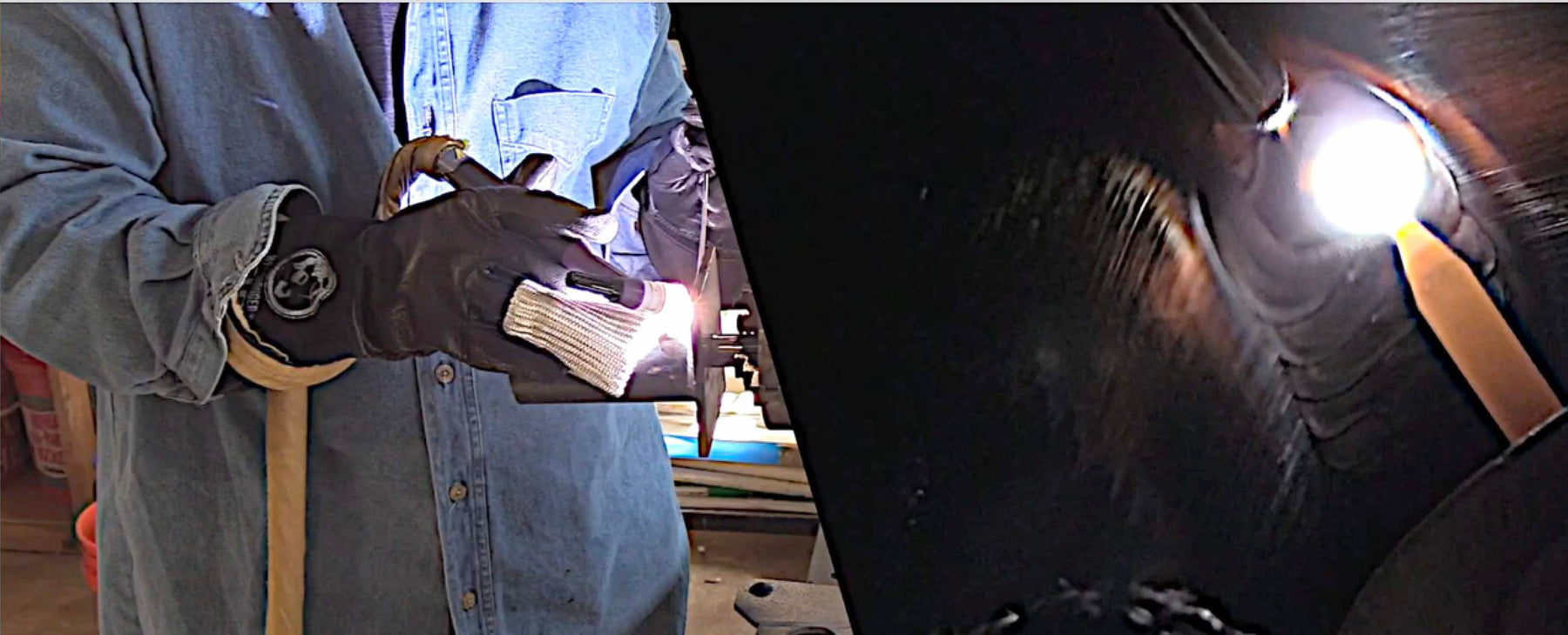 tig welding a carbon steel 5f weld test with cut and etch 