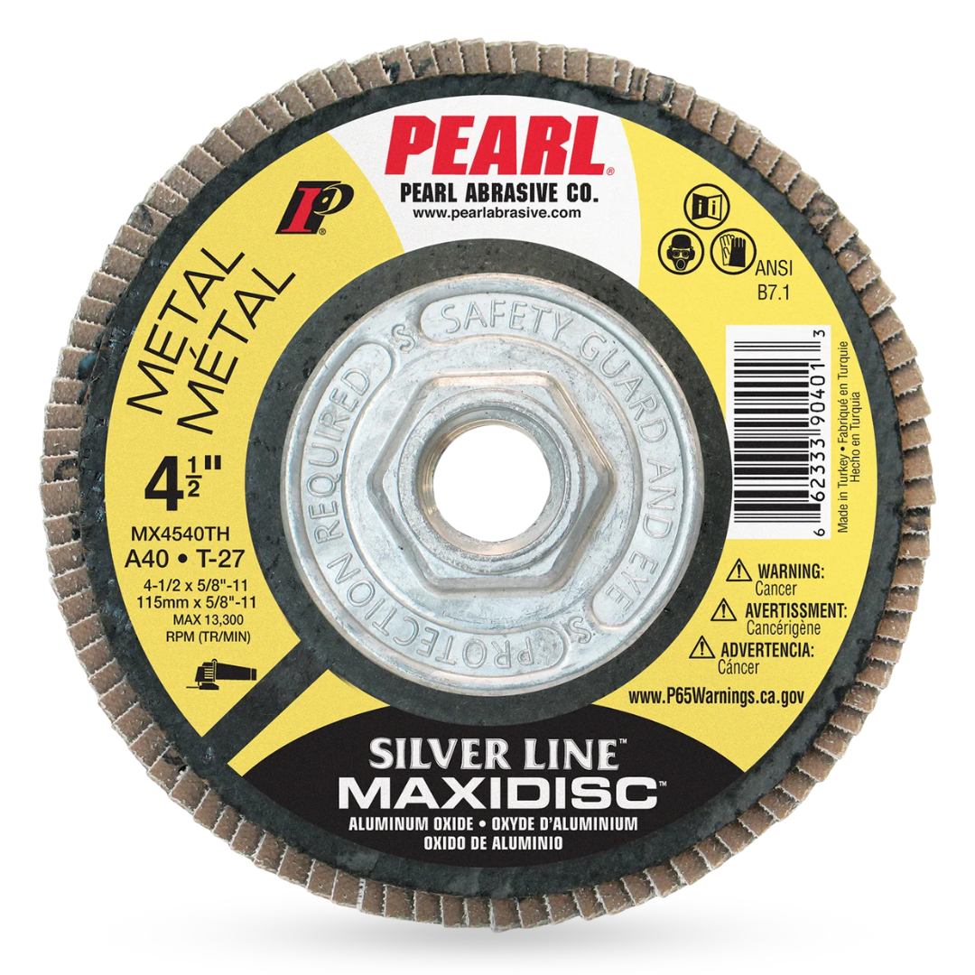 Pearl Abrasive Silver Line™ Aluminum Oxide Maxidisc™ 4-1/2, Type 27 Flap Disc