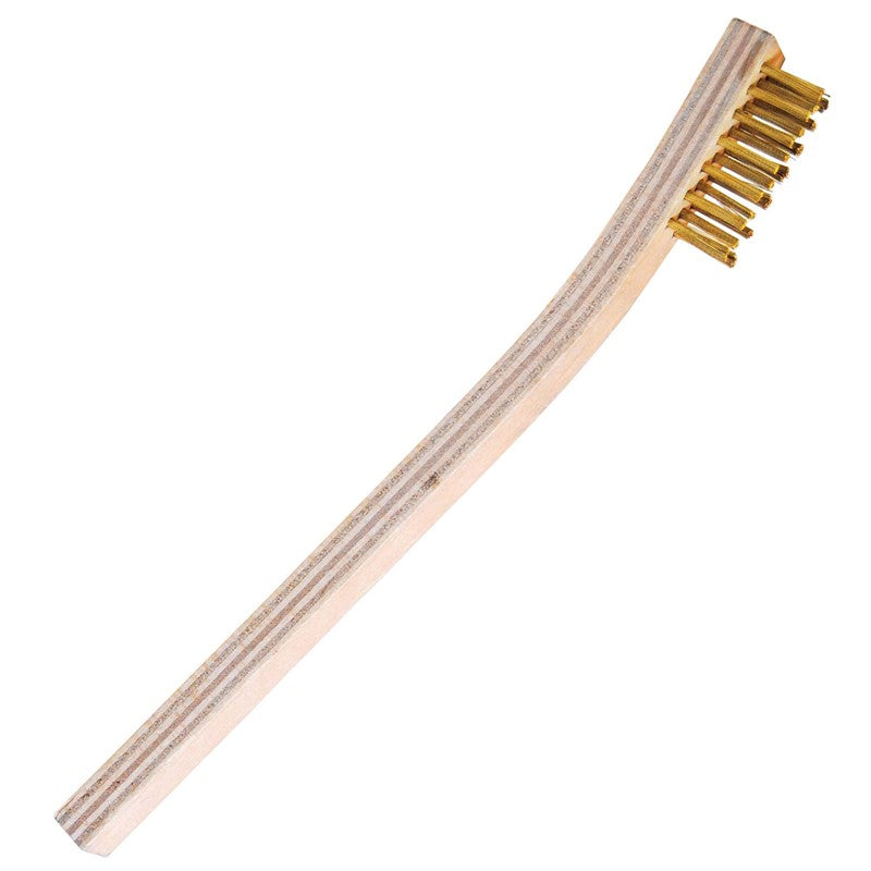 Small Hand Wire Scratch Brush, Brass Fill, Wood Block, 3 x 7 Rows - 44189