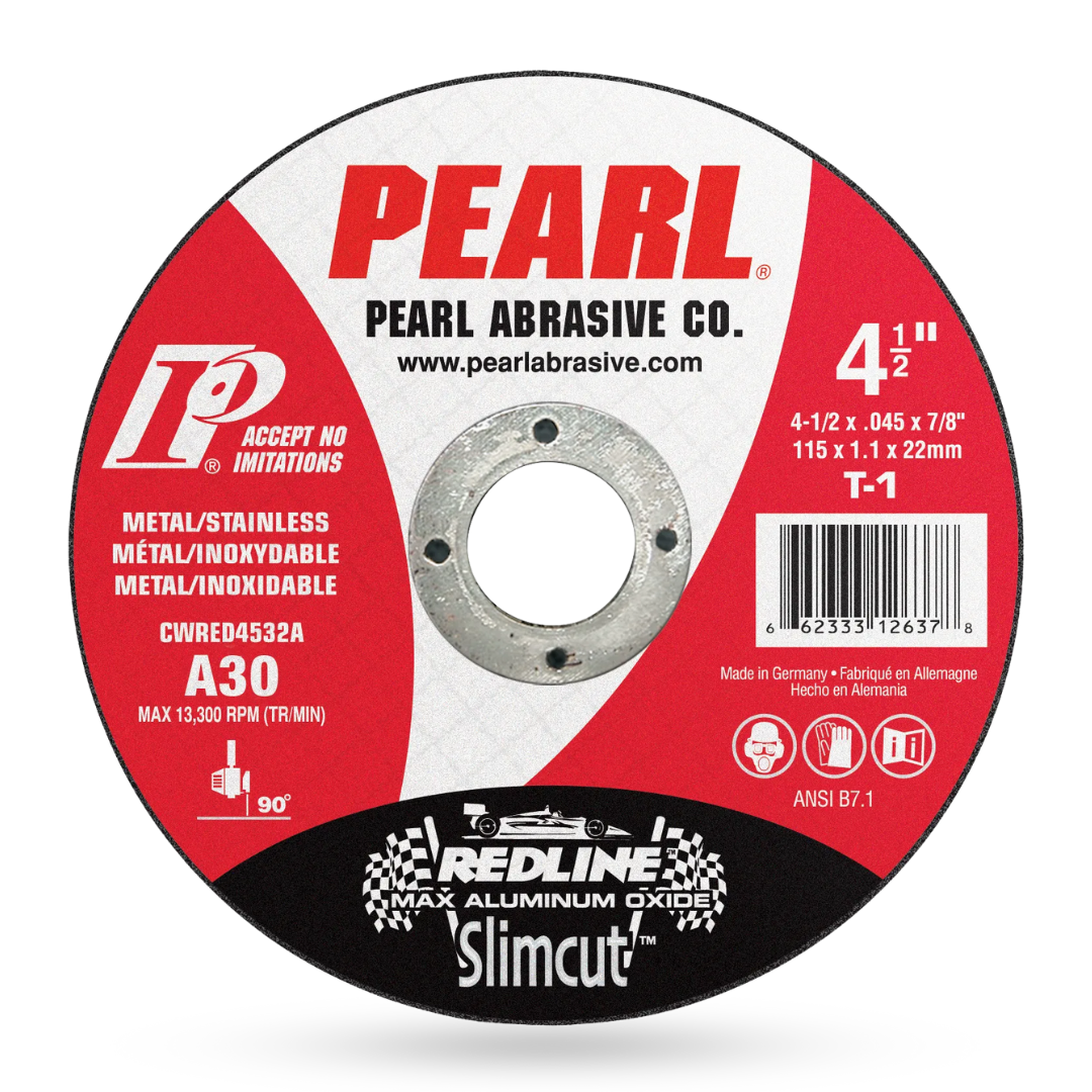 Pearl Abrasive Redline™ SlimCut™ Thin Cut-Off Wheel 4-1/2, Type 1