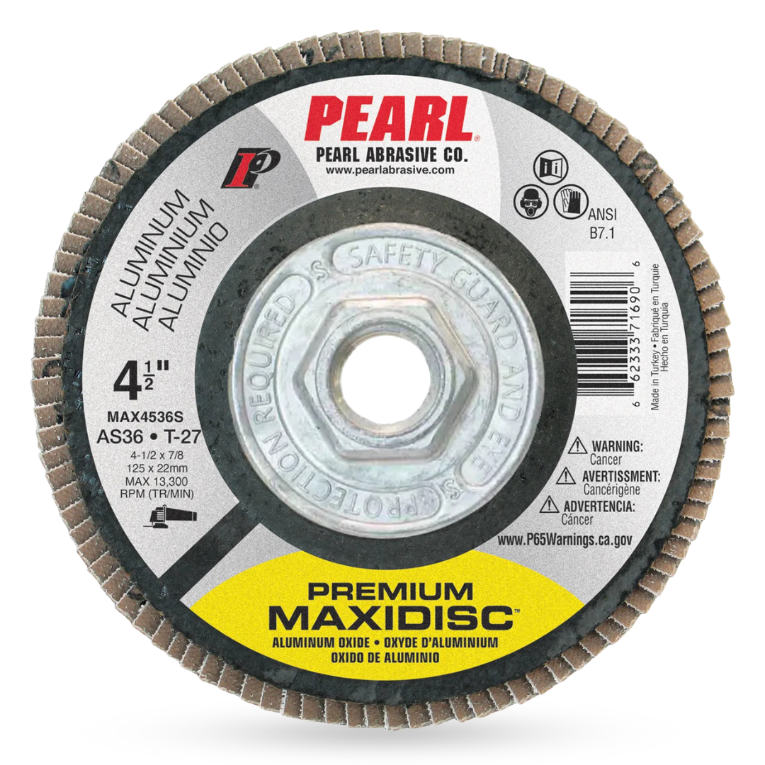 Pearl Abrasive Premium Maxidisc™ For Aluminum 4-1/2, Type 27 Flap Disc