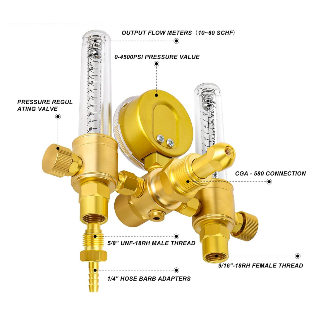 WELDMONGER® Dual Output Argon Regulator Flowmeter