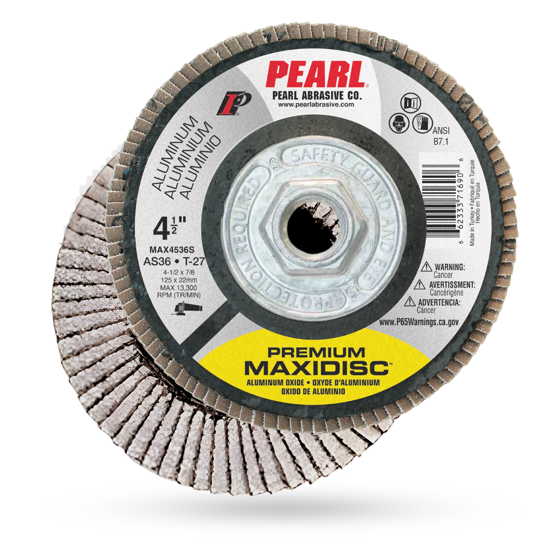 Pearl Abrasive Premium Maxidisc™ For Aluminum 4-1/2, Type 27 Flap Disc