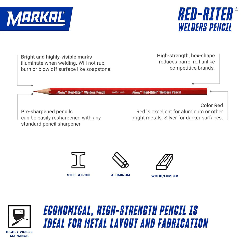 Markal® Silver-Streak® Welders Pencil, #2 Lead, 7 in, Silver, Standard Pack 12 EA