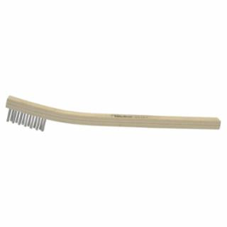WEILER Small Hand Scratch Brush, 7-1/2 in, 3 X 7 Rows, Stainless Steel Wire, Curved Wood Handle (1/EA)