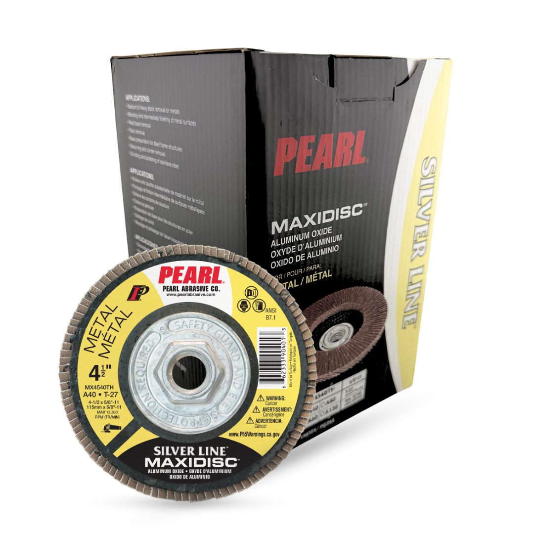 Pearl Abrasive Silver Line™ Aluminum Oxide Maxidisc™ 4-1/2, Type 27 Flap Disc