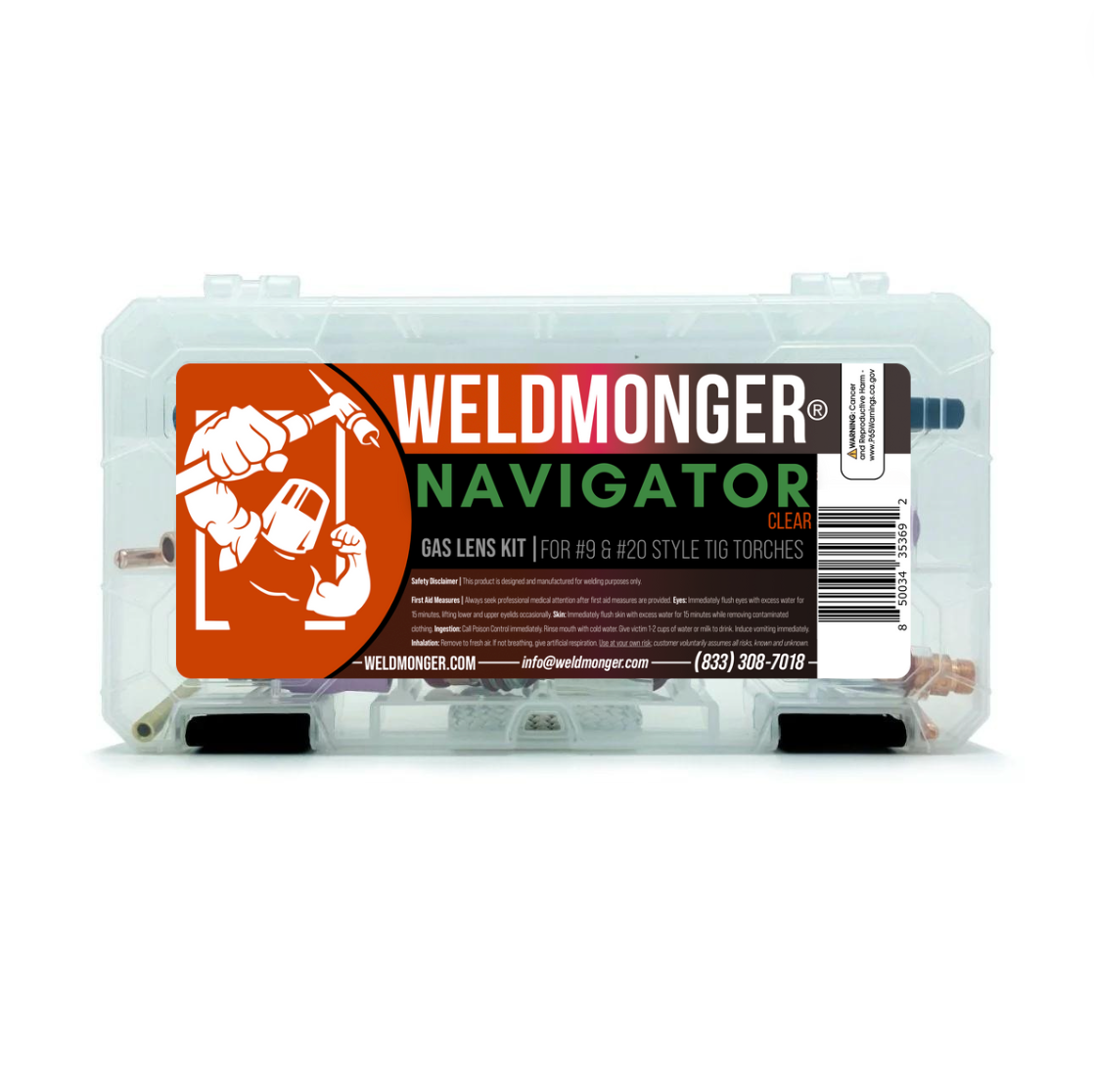 Weldmonger® Navigator Clear Gas Lens Kit for 9/20 Style Torches
