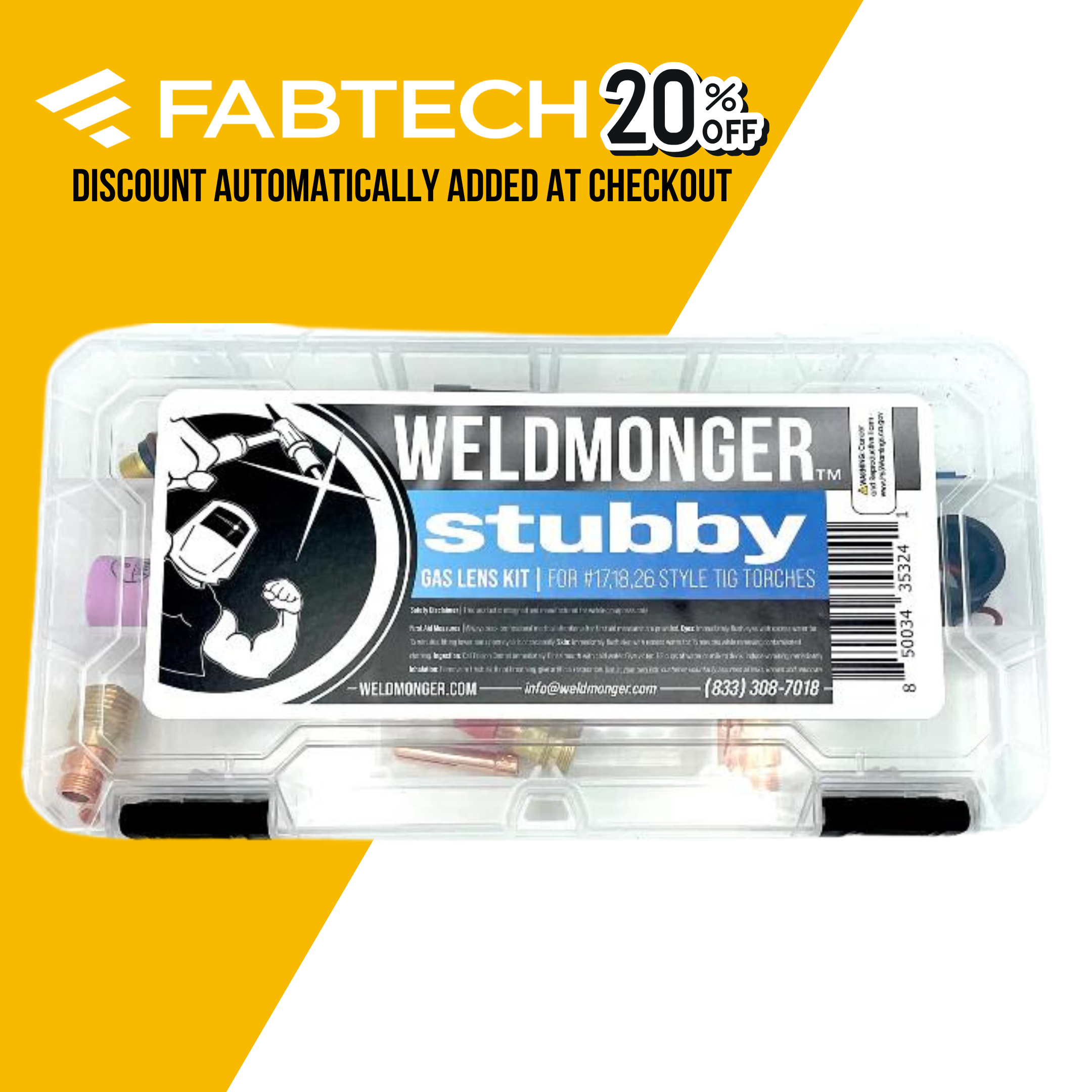 Weldmonger® Stubby Gas Lens Kit #17,18,26 Style Torches