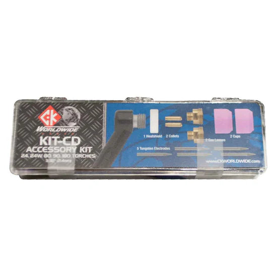 CK24 Air Cooled Cut-Down TIG Torch Kit, 80A, 25', 1-Pc, Super-Flex, CK24-25SF-CD, With Cut-Down Accessory Kit