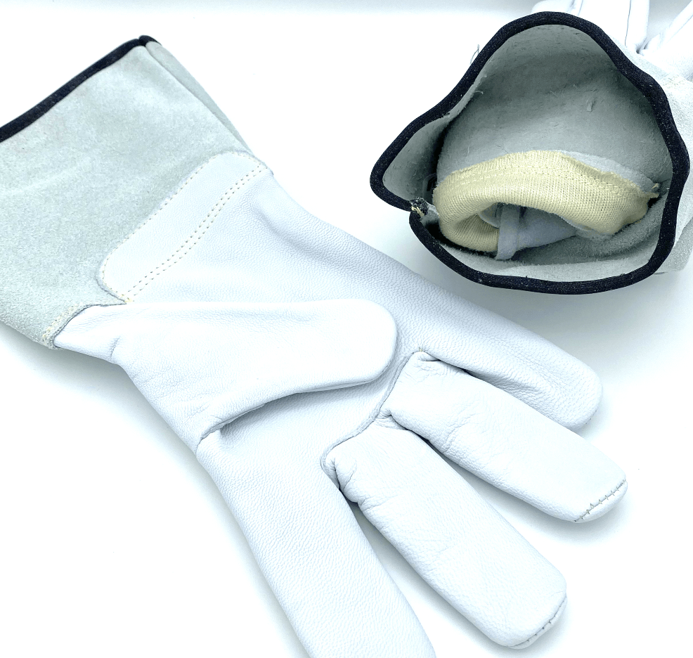 Weldmonger® Hybrid TIG/MIG Welding Gloves - White/Gray 3" Cuff