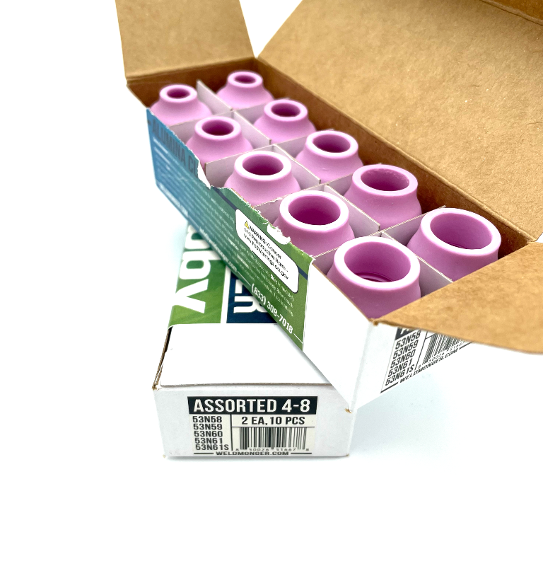 Weldmonger® Stubby Alumina Cups - 4-8 Assorted Sizes, 10/PK