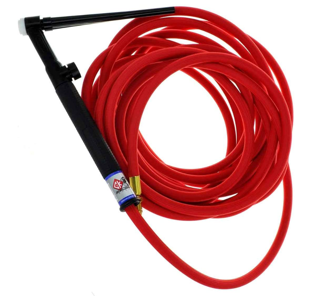 CK Worldwide CK9 Air Cooled TIG Torch, Flex Valve, 125A, (CK9V-25-RSF FX) W/ 25ft Super Flex cable