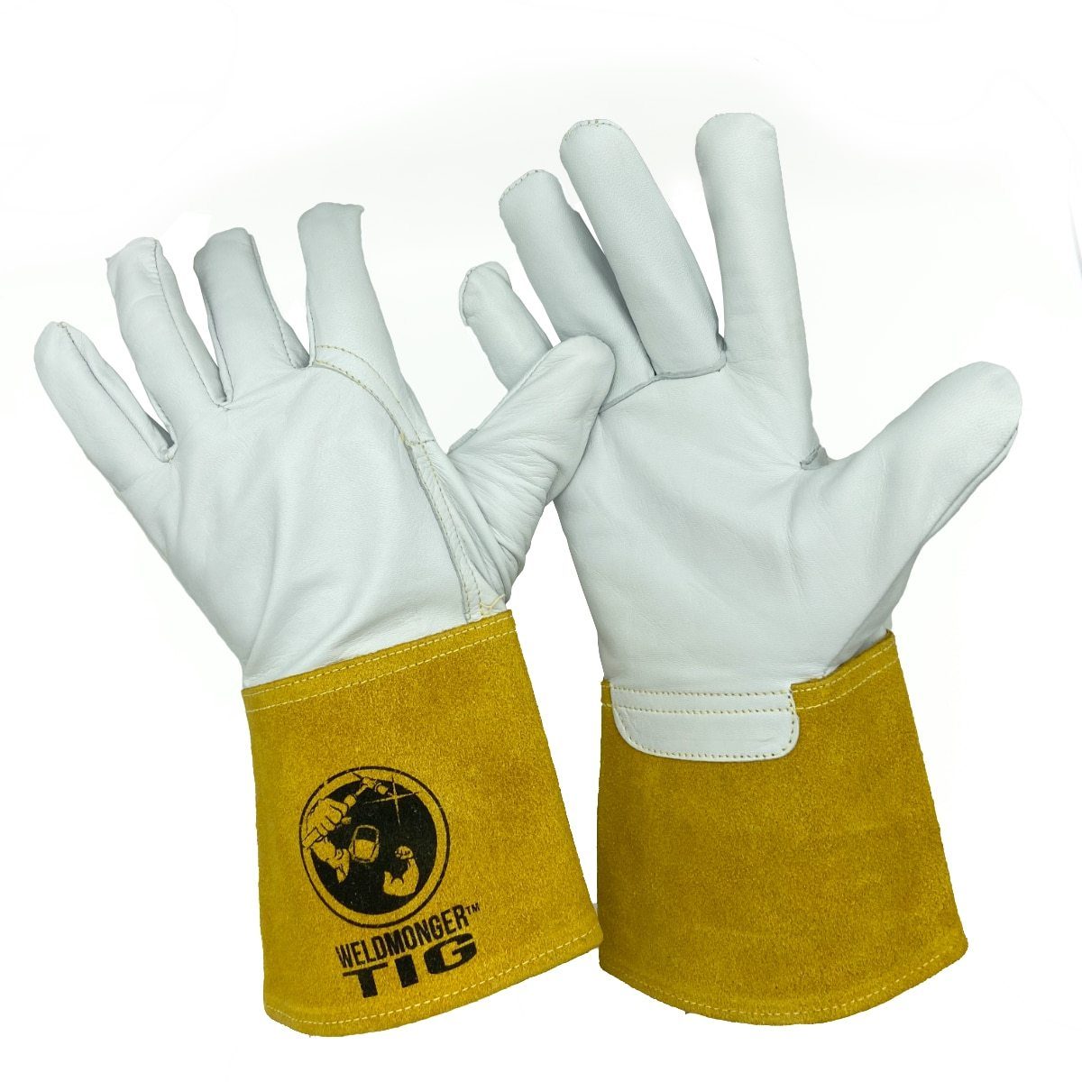 Weldmonger® TIG Welding Gloves - White/Yellow 3" Cuff