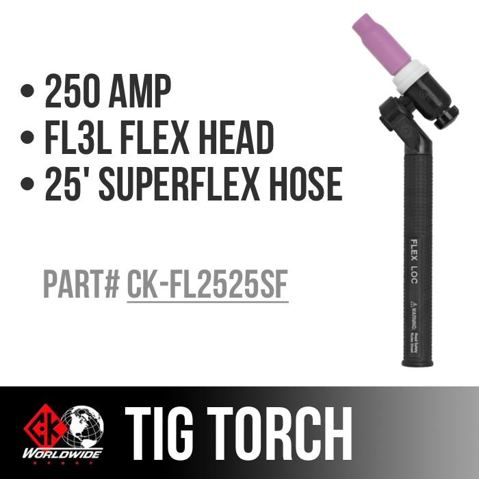 CK Worldwide TIG Torch FL250 - Water Cooled 3 Series (CK-FL2525SF